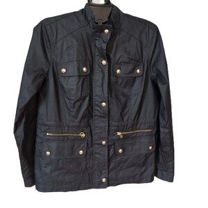 Tommy Hilfiger Navy Cotton Cinched Waist Utility Field Jacket Women's L